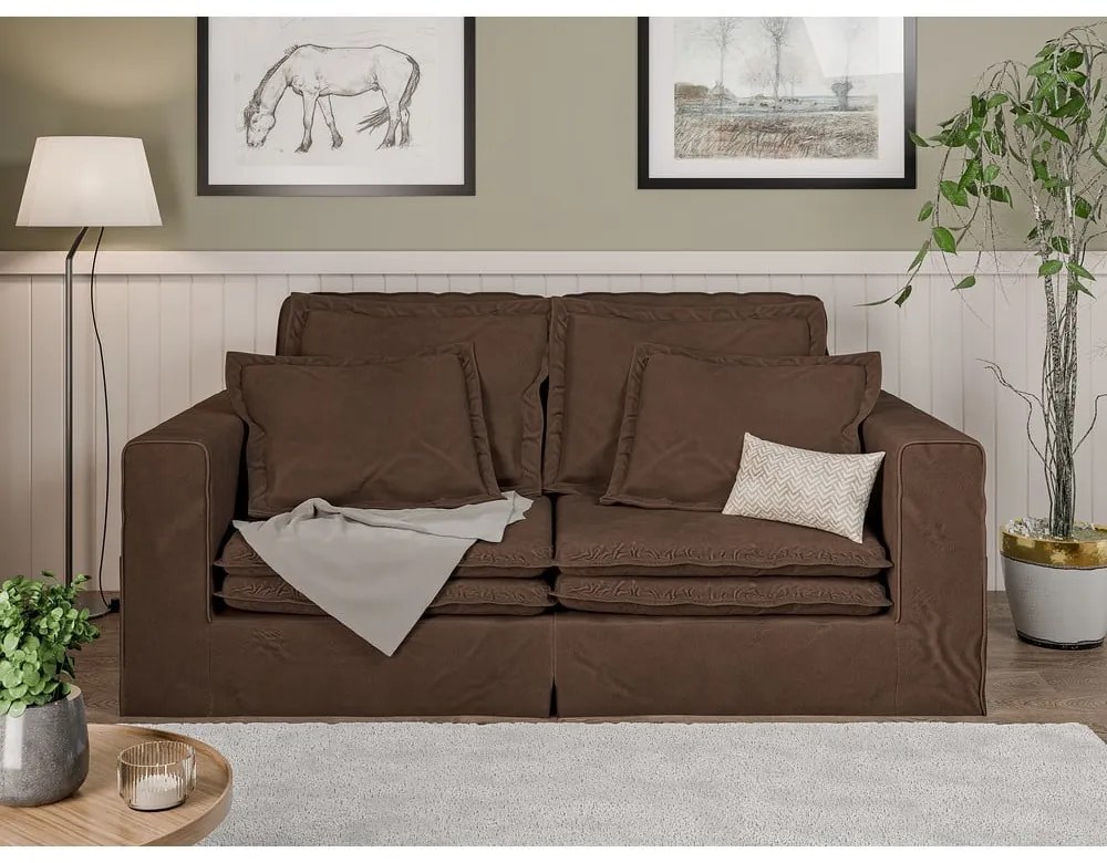 Ciemnobrązowa sofa 196 cm Nora – Ropez