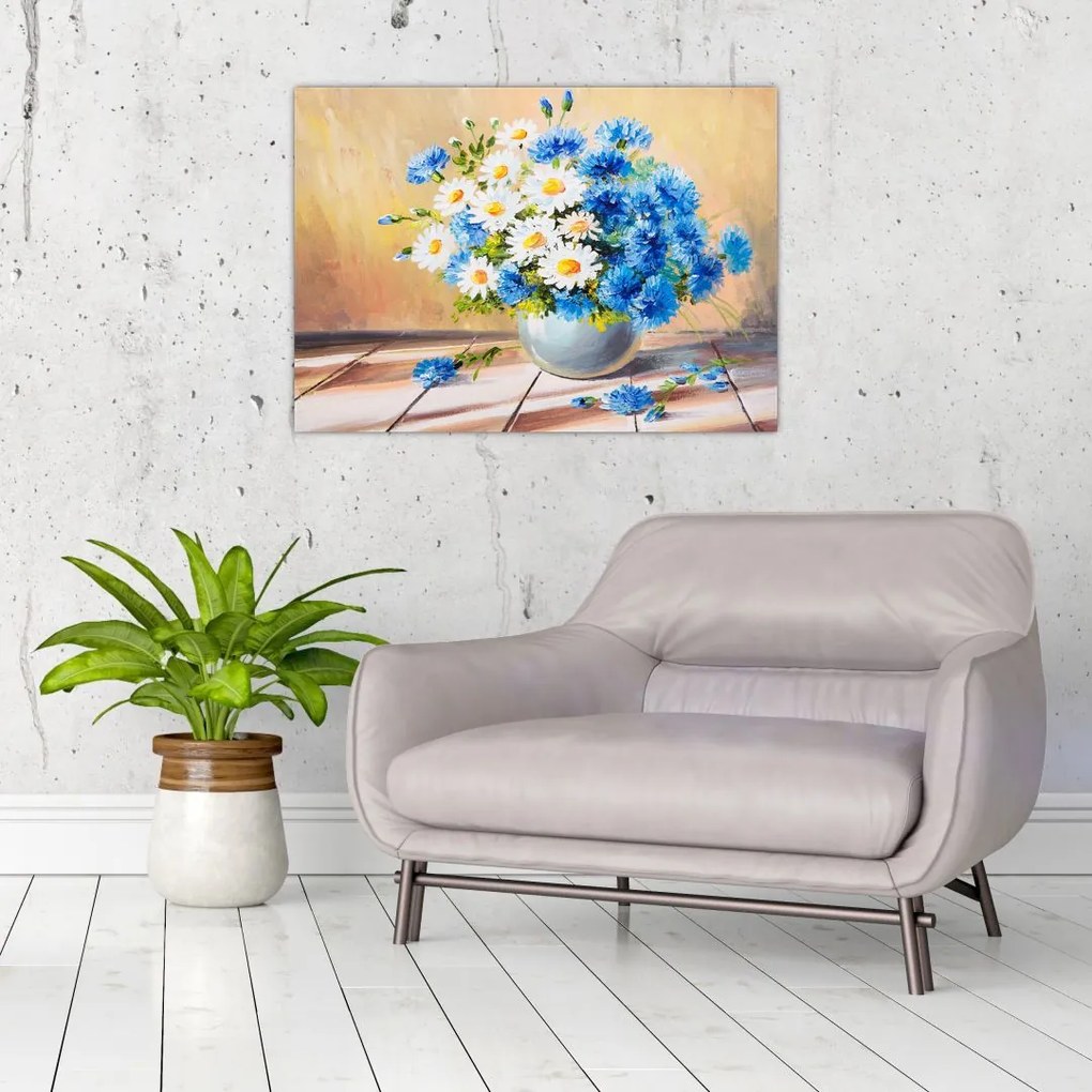 Malowany obraz wazonu z kwiatami (70x50 cm)