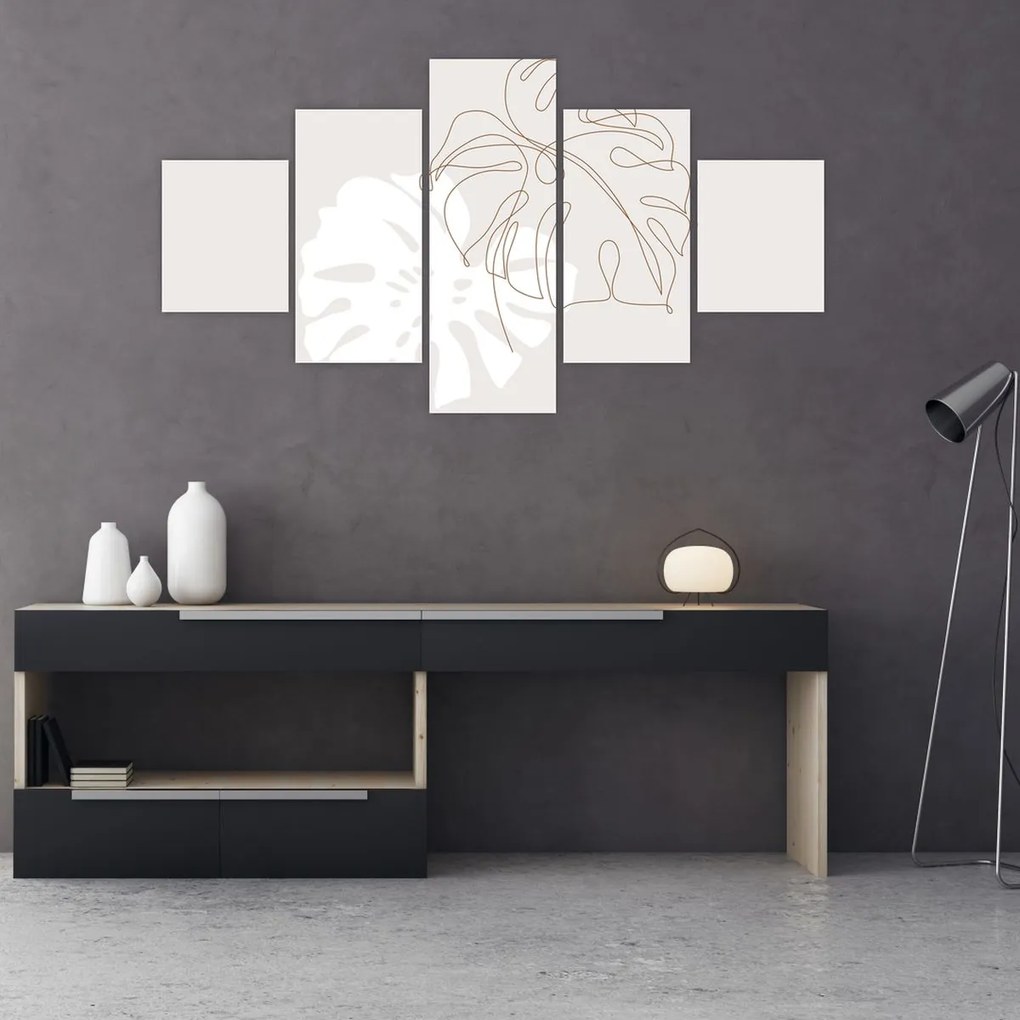 Obraz - Line art monstera N⁰2 (125x70 cm)