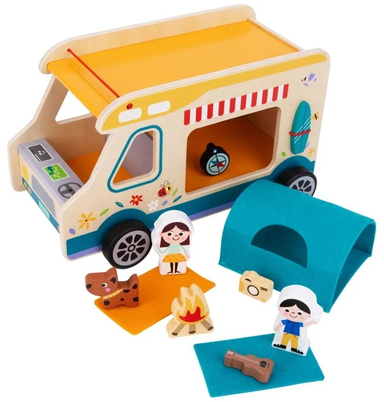 Tooky toy drewniany kamper postacie kemping