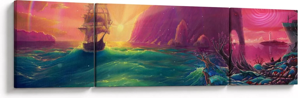 Obraz - Obraz olejny, Podróż do fantastycznego królestwa (170x50 cm)