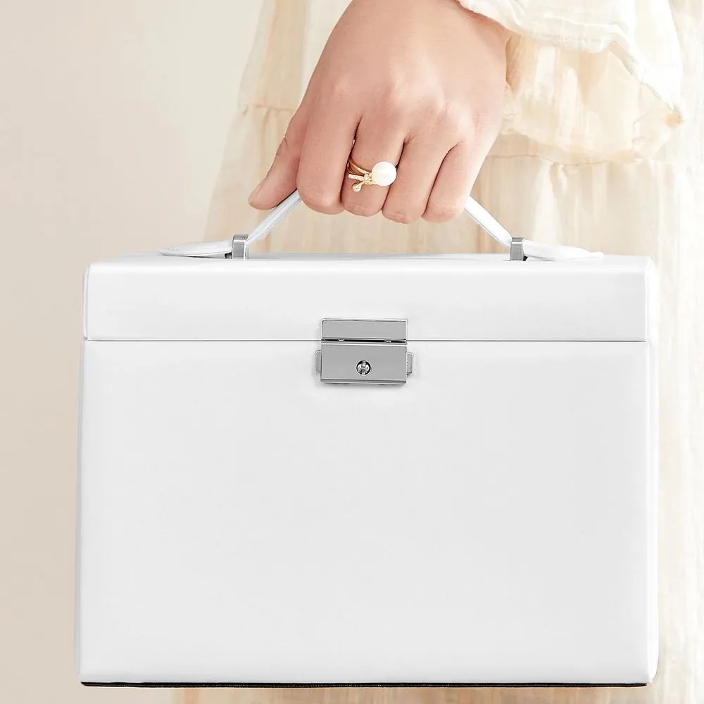 SongmicsHome Szkatułka z lustrem KARINA, 22,5x17,5x16,5cm, biała