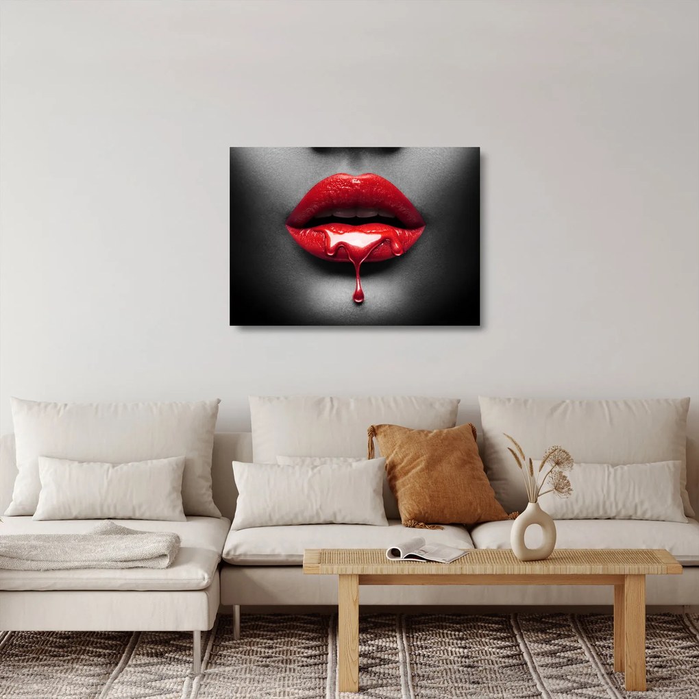 Obraz na szkle kobiecych ust (70x50 cm)