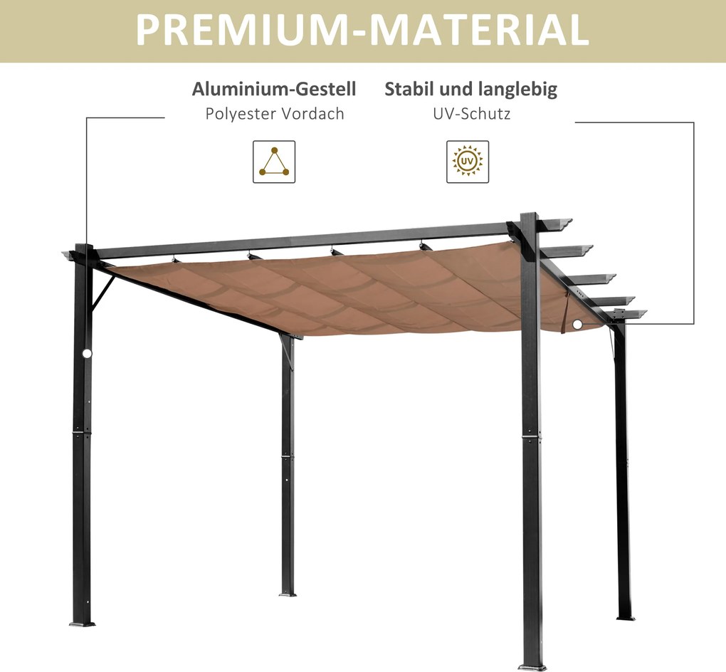 Outsunny Pergola Aluminiowa do Ogrodu 3x4m z Nawiewem na Zewnątrz -chronia od Słońca, z Aluminium | Aosom | PL