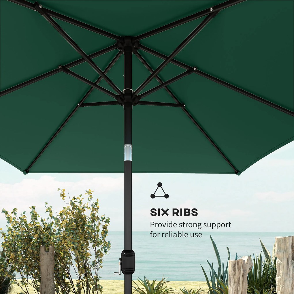 Outsunny Parasol ogrodowy 300 x 200 cm regulowany z korbą, zielony | Aosom PL
