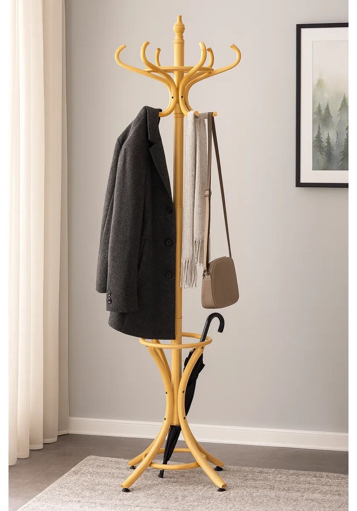 Drewniany masywny wieszak naturalny, 185 cm