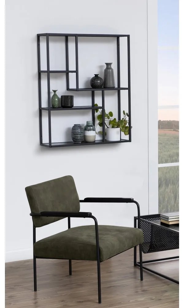 Czarny regał ścienny w dekorze jesionu 75x91 cm Seaford – Actona