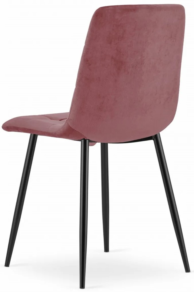 Krzesło aksamitne KARA różowe na czarnych nogach