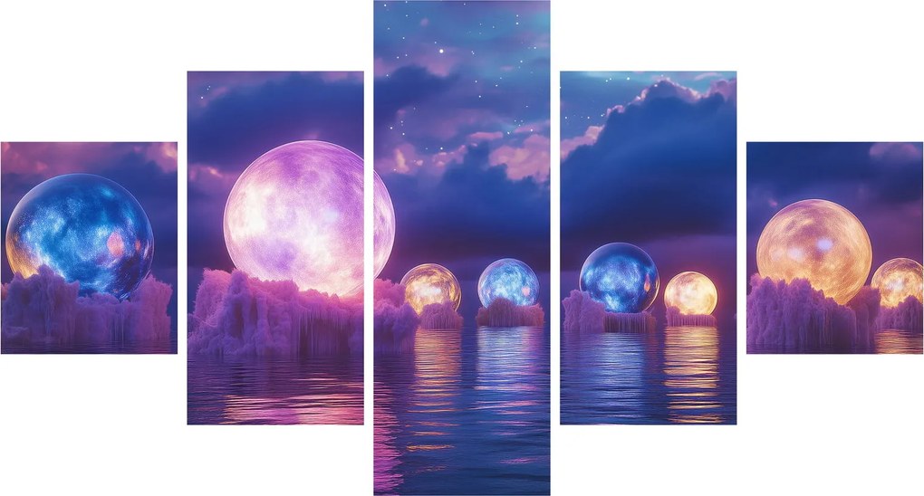 Obraz - Planety na wodzie (125x70 cm)