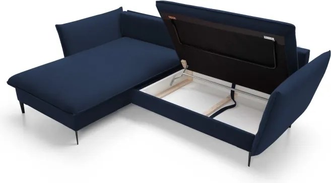 Narożnik GLOSS Lewostronny z funkcją spania, zestaw z poduszkami wolnostojący tkanina RIVIERA 96 Ciemny szary WERSAL