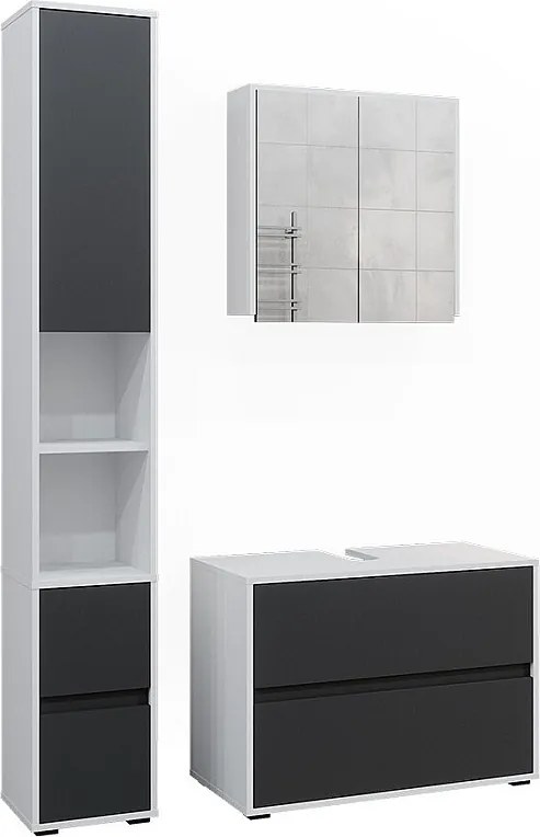 Zestaw mebli łazienkowych biały/antracyt 80x40x58 maltin