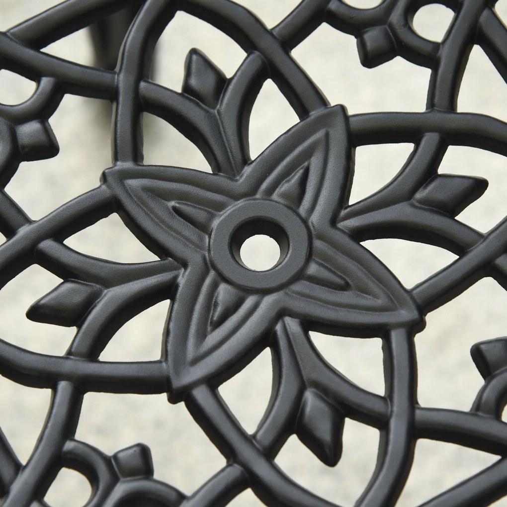 Outsunny Zestaw dla 2 Osób Zestaw Mebli Balkonowych 1 Stół+2 Krzesła Alu Czarny