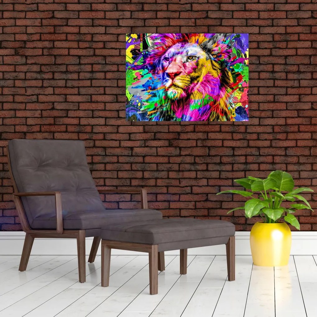 Obraz - obraz 3D lwa (70x50 cm)
