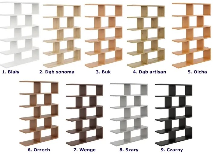 Minimalistyczny regał w kolorze wenge stojący lub wiszący - Tukon
