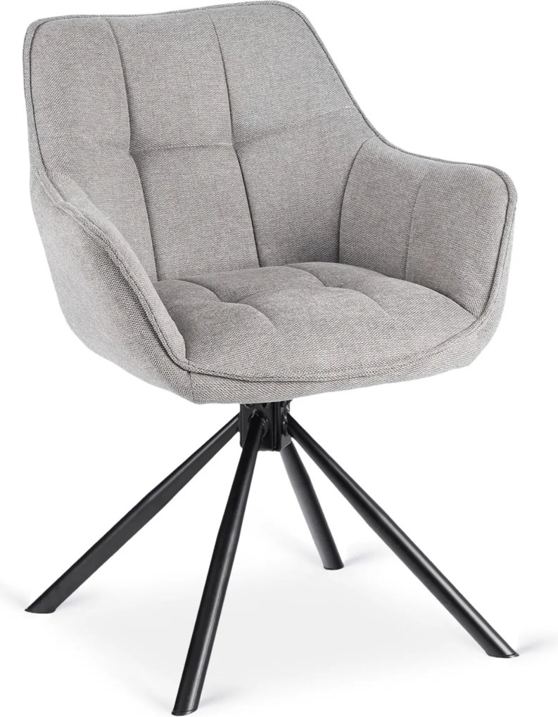 Krzesło Tapicerowane Obrotowe PEONY 2 Szare Nowoczesne Loft