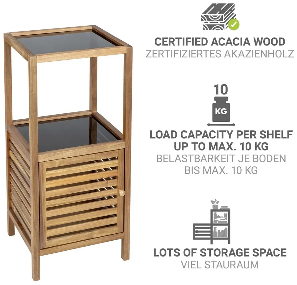 Czarno-naturalna niska wąska szafka łazienkowa z litego drewna akacjowego 39,5x86 cm Fondi – Wenko