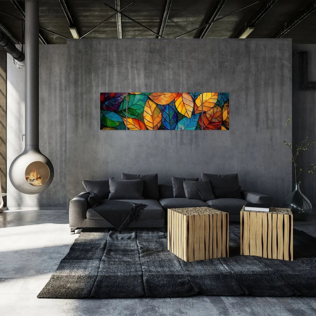 Obraz - Mozaika z liści (170x50 cm)