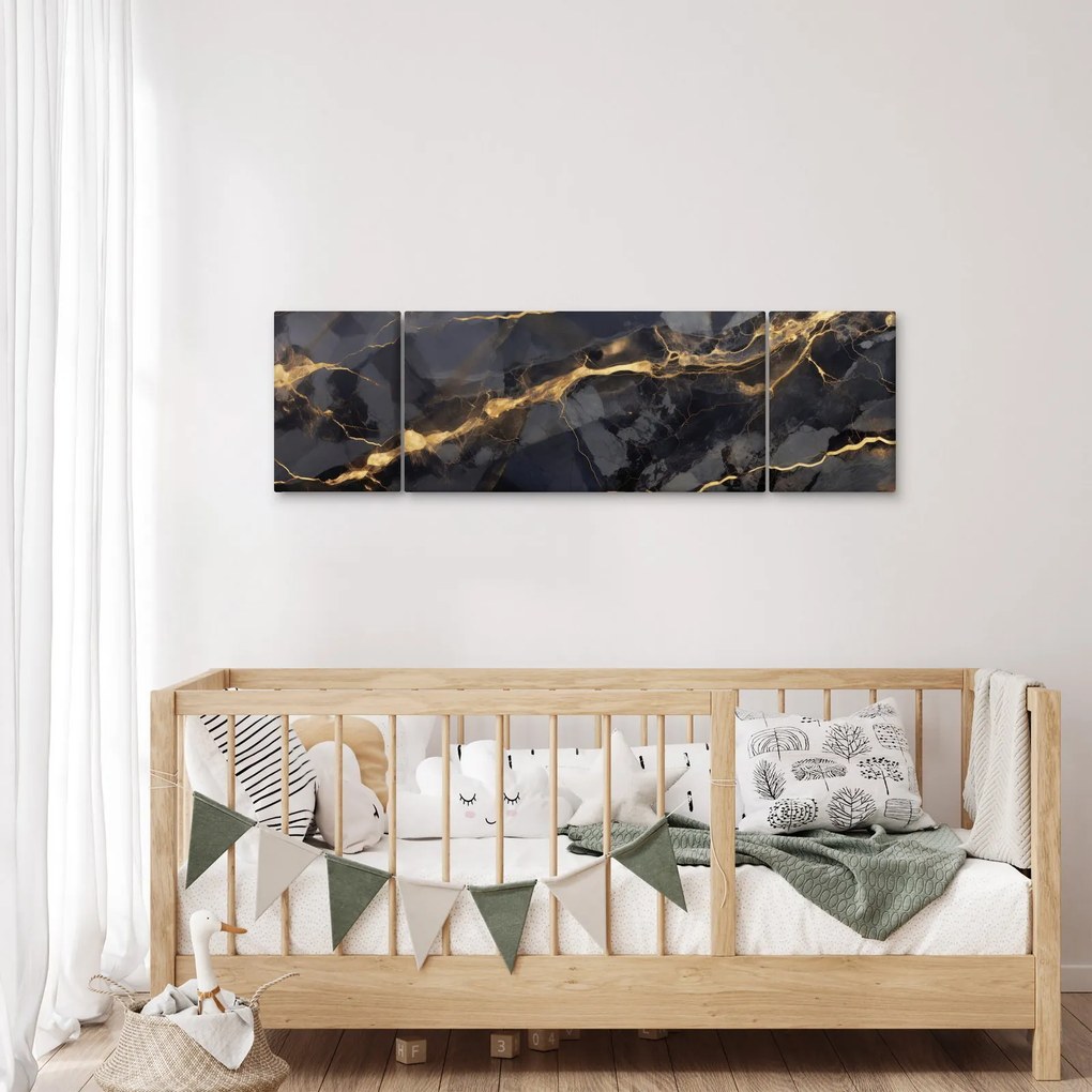 Obraz - Czarny - złoty dekor (170x50 cm)