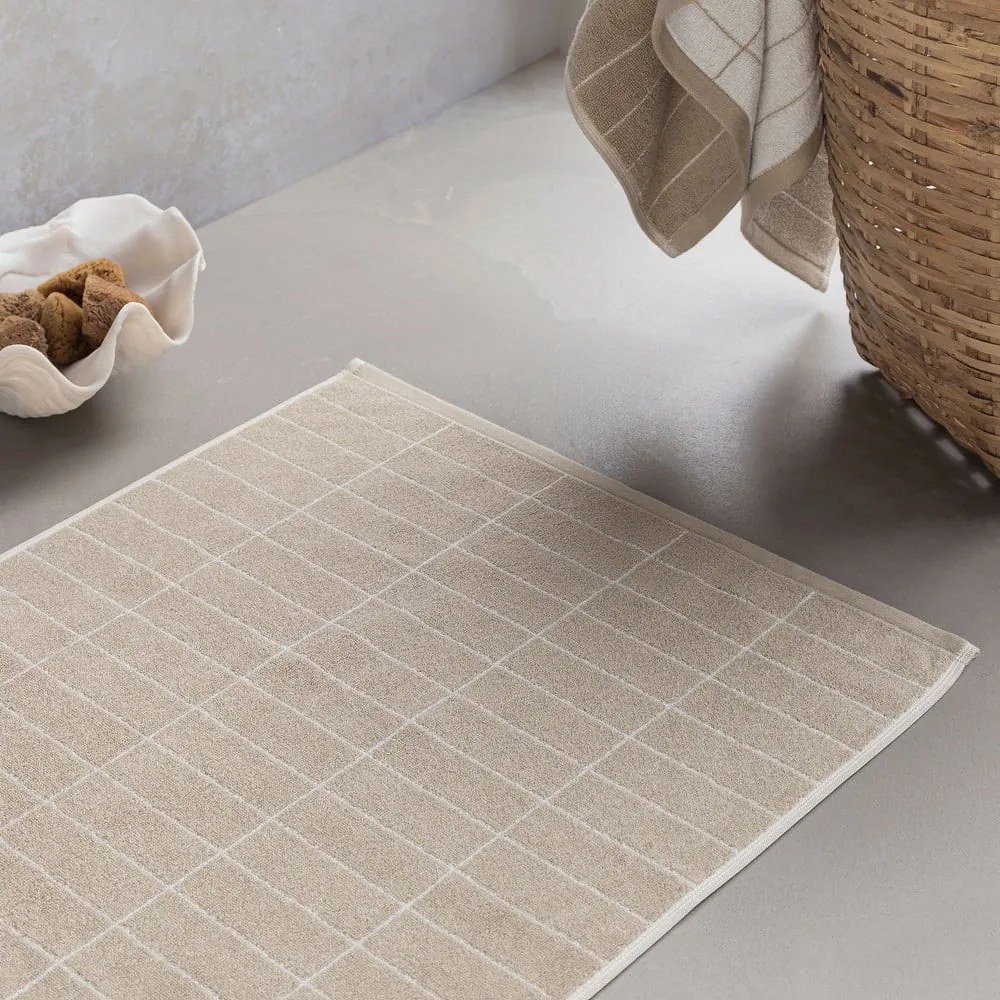 Beżowy dywanik łazienkowy 50x80 cm Tile Stone – Mette Ditmer Denmark