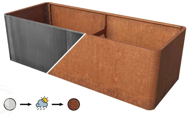 PRIMEYARD 200 x 80 x 80 cm Grządka podwyższona, stal corten, optyka rdzy, z perforowaną podłogą - (GFPV00818)