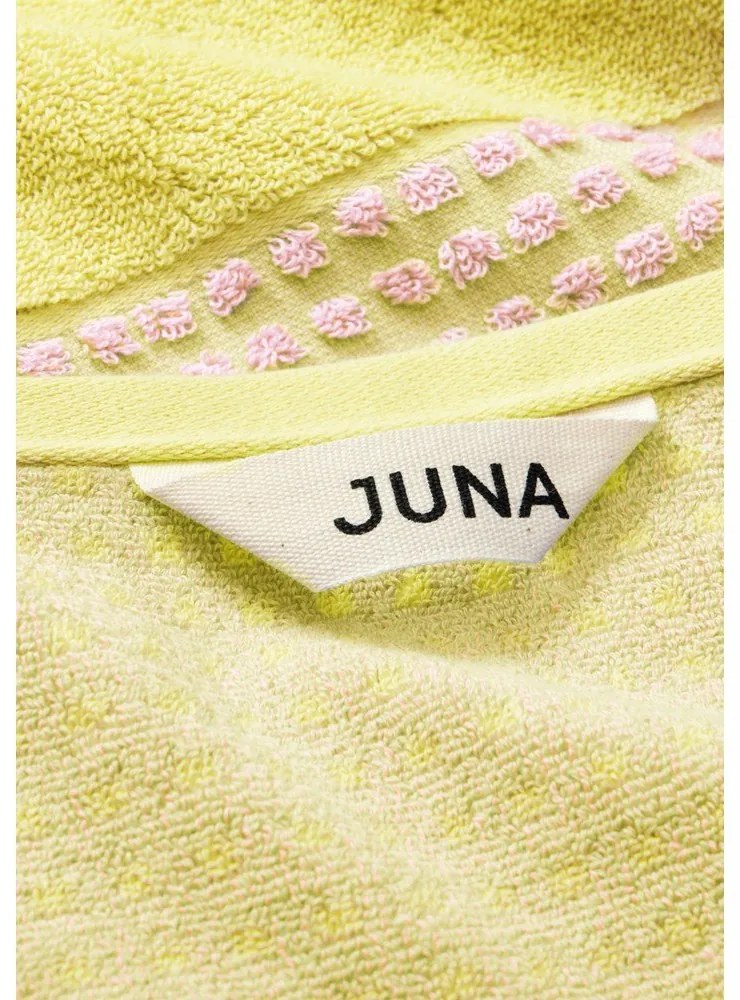 Żółto-różowy ręcznik kąpielowy z bawełny organicznej frotte 70x140 cm Check – JUNA
