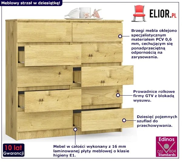Wysoka komoda do salonu dąb artisan - Barisso 3X
