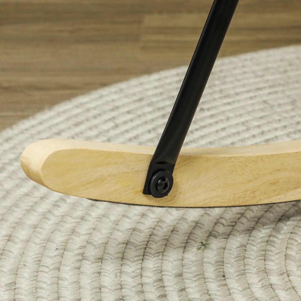 HOMCOM Fotel Bujany, Grube Wypełnienie, Szerokie Oparcie, Drewno Bukowe/Rama Stalowa, do 120 kg, Beżowy