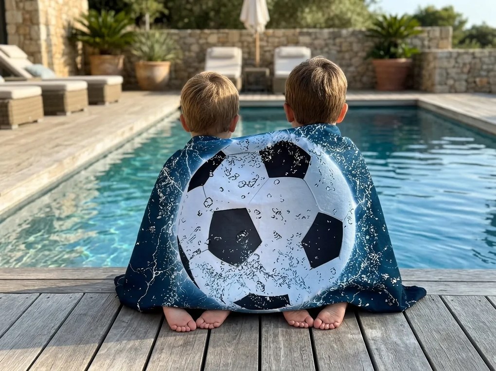 Szybkoschnący XXL ręcznik plażowy GOALIX niebiesko-biały 150 x 210 cm, 100% mikrofibra