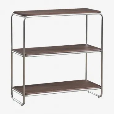 Regał Z Drewna Akacjowego I Stali Nierdzewnej Altrex Ciemny Akacjowy Brąz & ↑95 Cm - Sklum