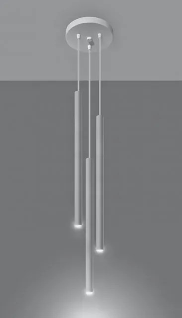 Biała lampa wisząca z trzema tubami - 5X EX521 C2-F58