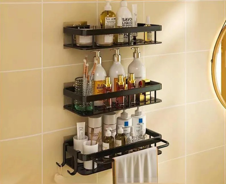 Półka łazienkowa wisząca 2szt - czarna