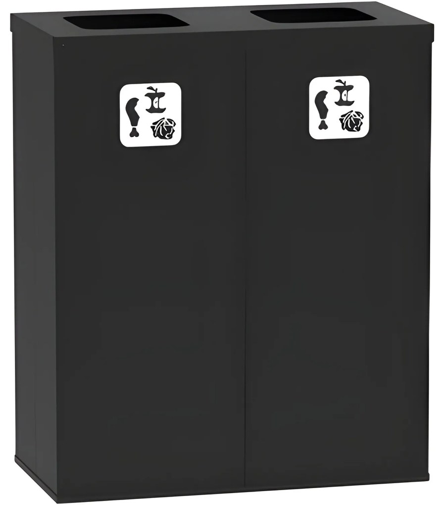 Wewnętrzny kosz do segregacji śmieci, 2x 70 l, uchwyt na worek, czarny/czarny