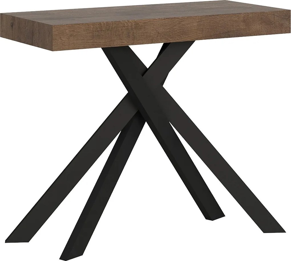 Konsola rozkładana 90x40/196 cm Krack Small orzech nogi w kolorze antracytu