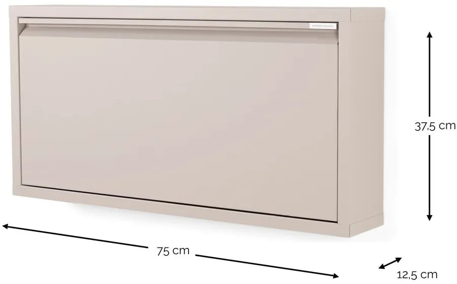 Szarobrązowa metalowa uchylna szafka na buty 75x37,5x12,5 cm Billy – Spinder Design