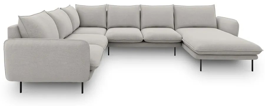 Jasnoszara sofa w kształcie litery U Cosmopolitan Design Vienna, lewostronna