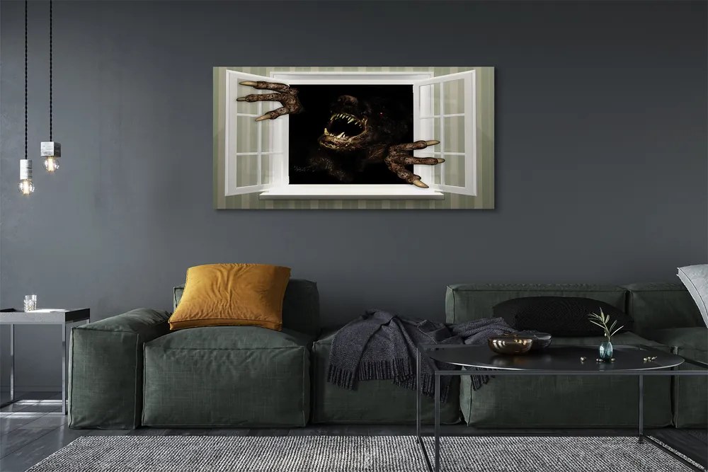 Obraz na płótnie Straszna Postać w Oknie