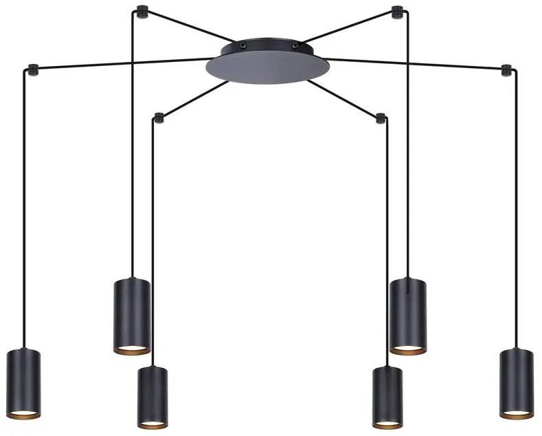 Czarna loftowa lampa wisząca pająk - S782 P1-M27