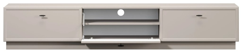 Szafka RTV Lorini 200 cm z szufladami - kaszmir / czarne uchwyty T-bar