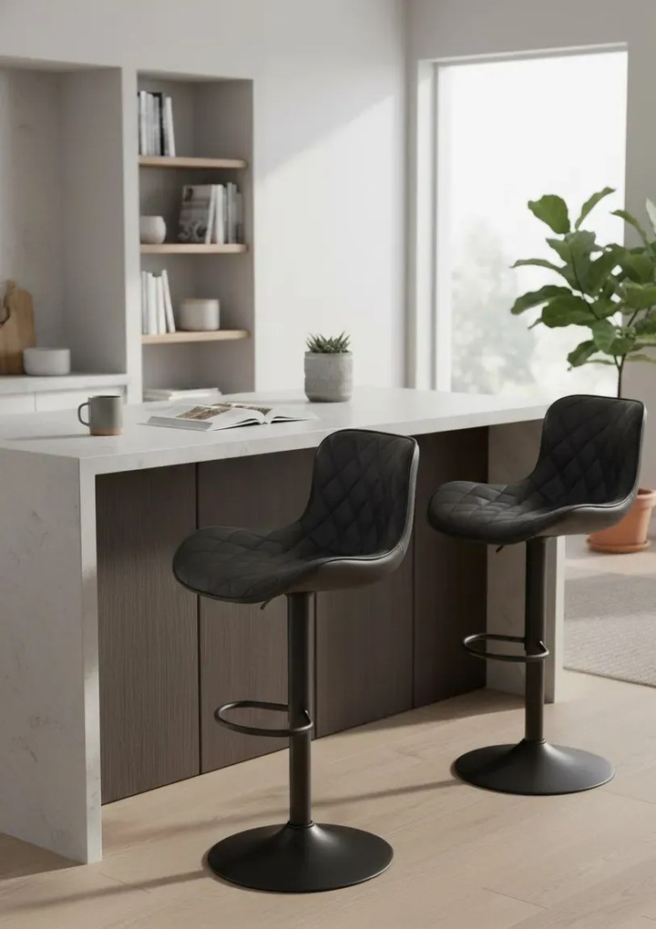 Czarny tapicerowany hoker obrotowy z oparciem M8-H49