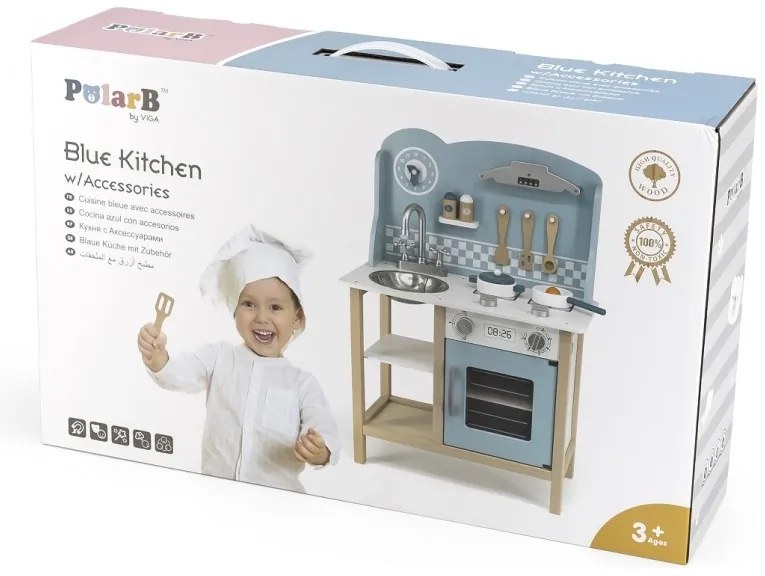 Viga polarb drewniana kuchnia z akcesoriami silver - blue