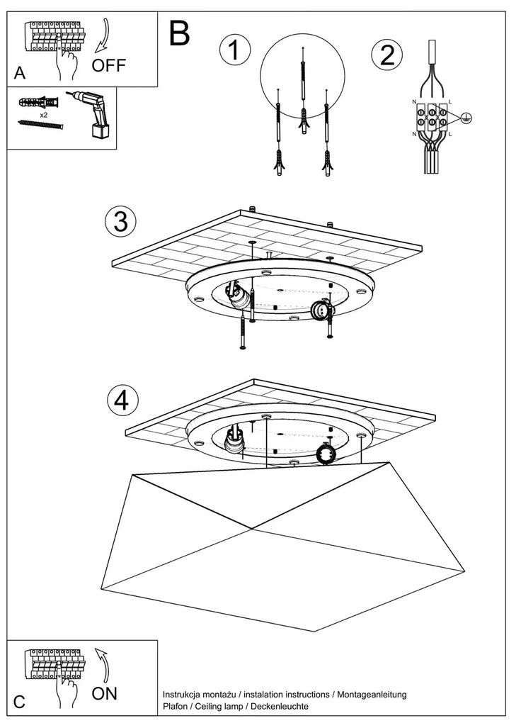 Plafon HEXA 35 biały geometryczny SOLLUX  LIGHTING