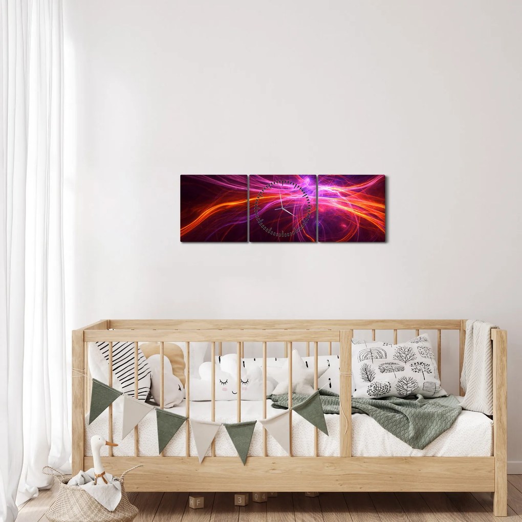 Obraz nowoczesnej abstrakcji (z zegarem) (90x30 cm)
