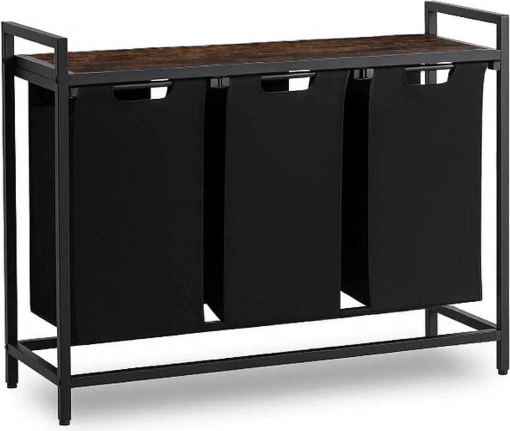 Kosz na Pranie FINN z Półką Dąb Rustykalny/Czarny Nowoczesny Loft