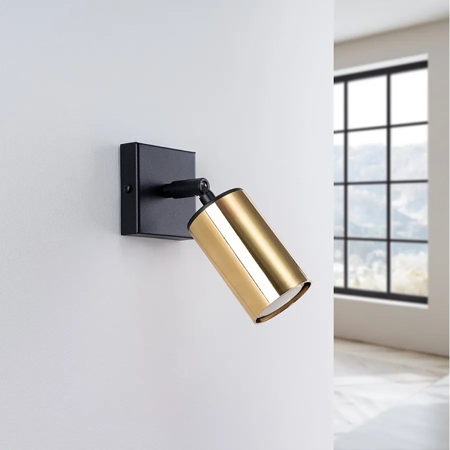 Kinkiety nowoczesny Glois, stal - 1 źródło światła 4000K - L.8 x H.18.5 cm - czarny/złoty