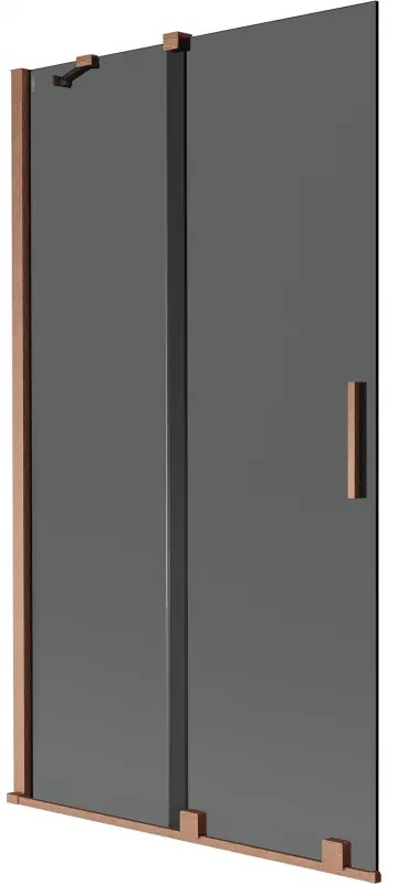 Mexen Velar parawan nawannowy 2-skrzydłowy rozsuwany 100 x 150 cm, grafit, miedź szczotkowana - 896-100-000-41-65