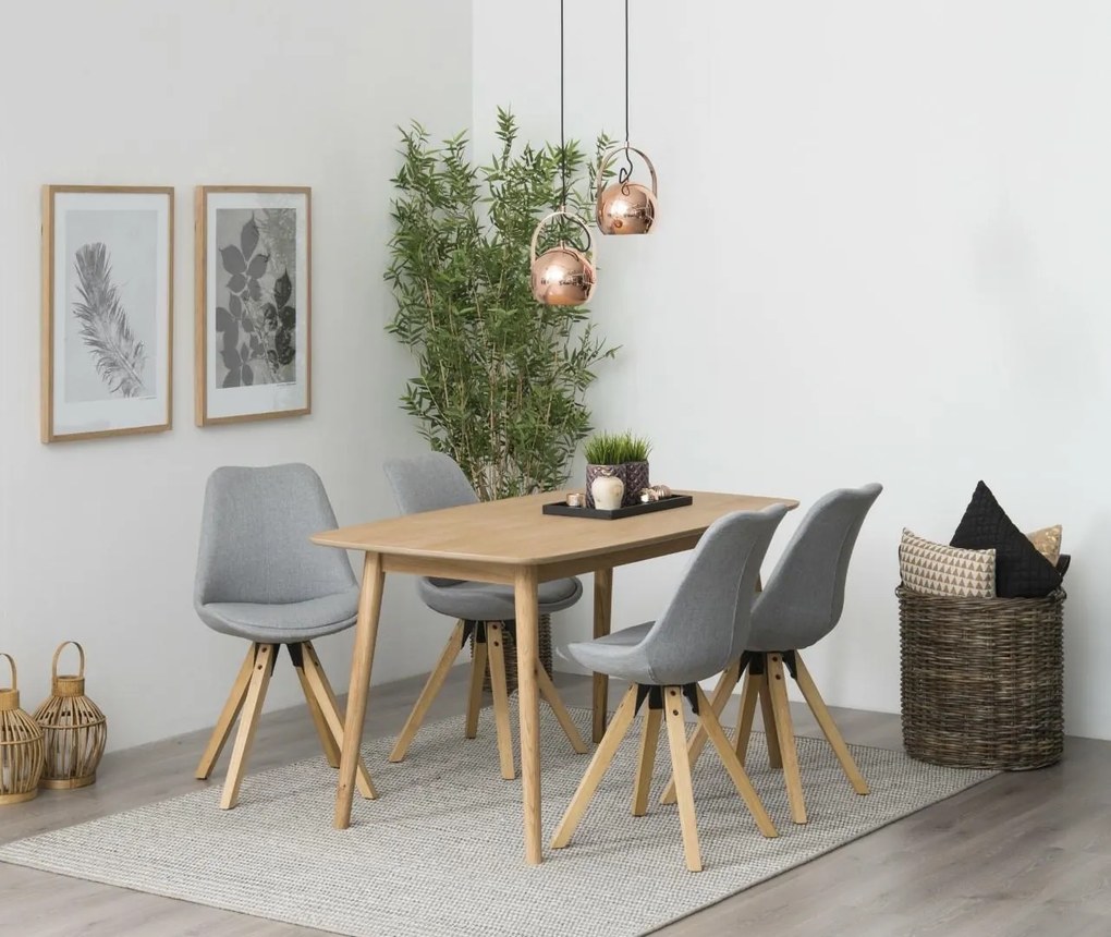 Tapicerowane krzesło do jadalni na drewnianych nogach Dima light grey