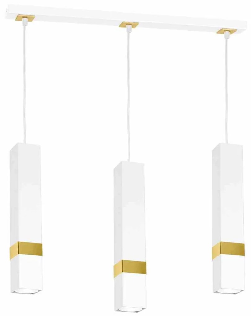 Lampa wisząca, biała, złota, potrójna, VIDAR WHITE/GOLD 3xGU10