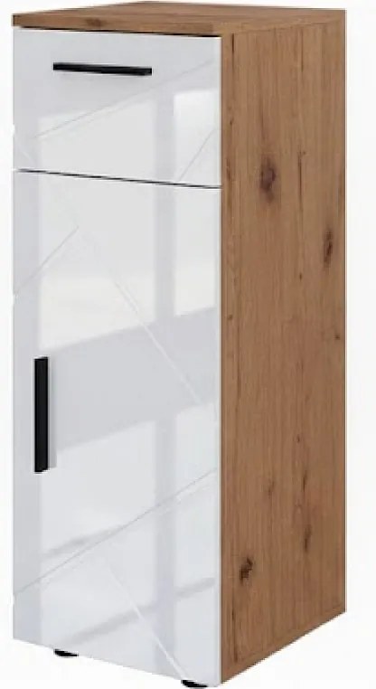 Szafka Midi biały wysoki połysk/złoty dąb power 30x30x81 irma