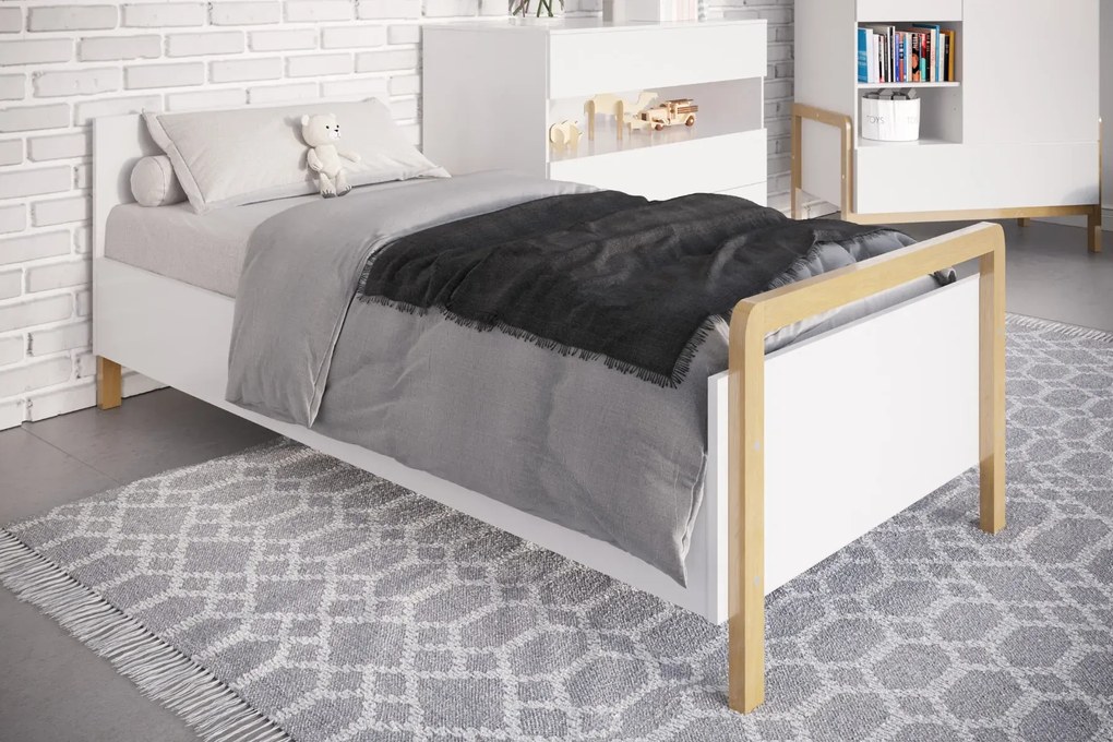 Łóżko dziecięce VICTOR 180x80 białe/dąb KOCOT KIDS