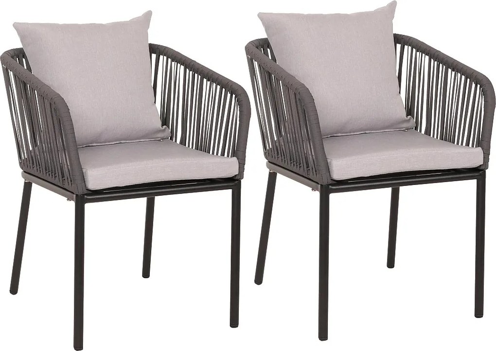 Zestaw 2 krzeseł ogrodowych MCW-N41,  antracyt Poduszka jasnoszara